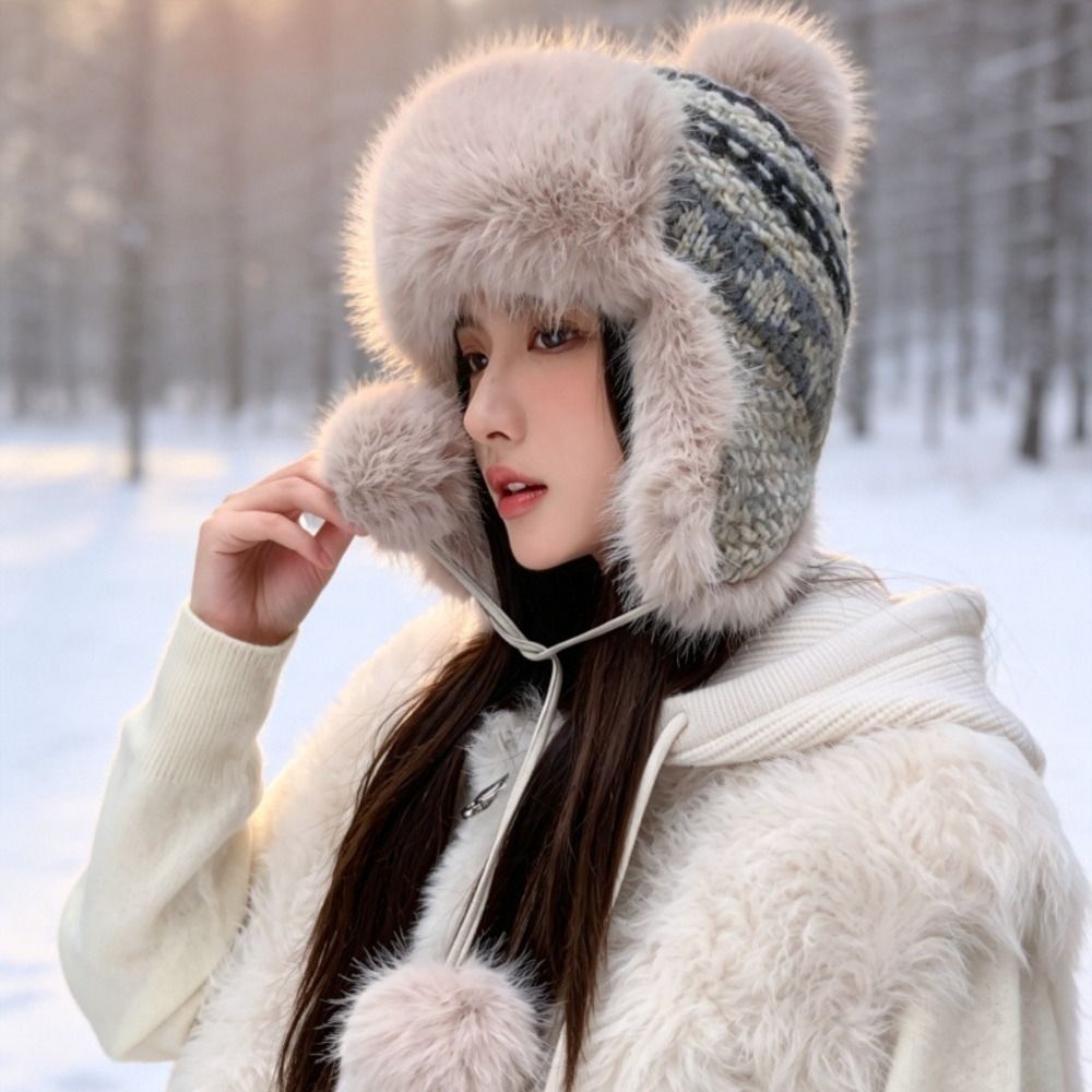 Stylish Polyester Knitted Trap - Winter Trapper Hat review and price