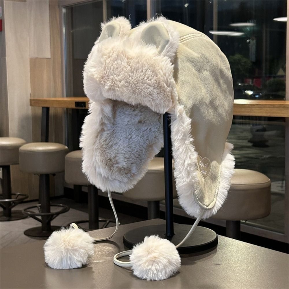 Cozy Faux Leather Bear Ear Tra - Winter Trapper Hat review and price